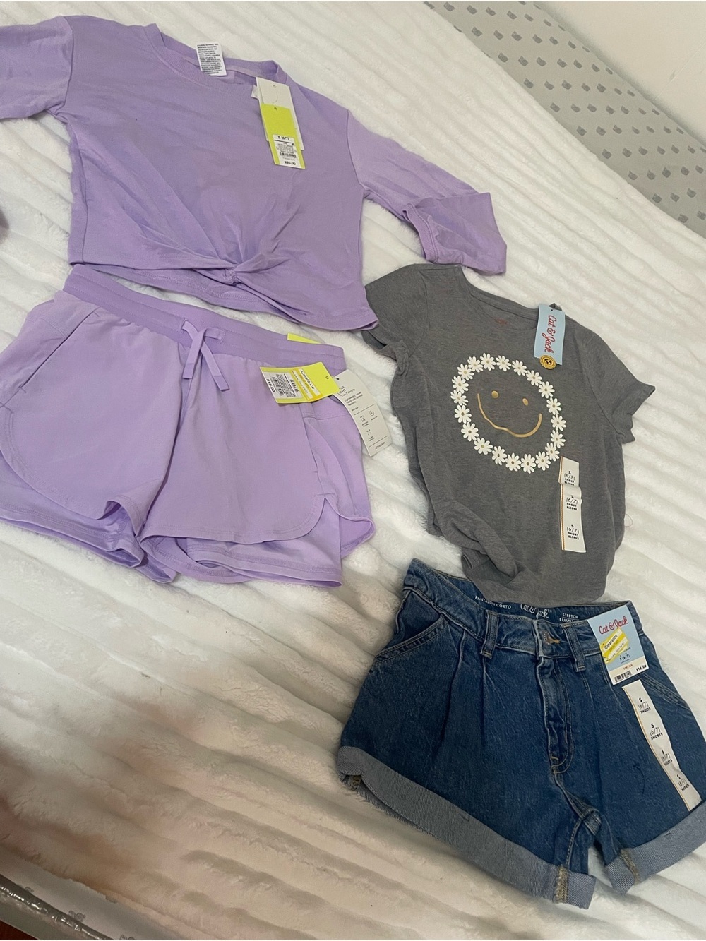 Cat & Jack and all in motions Classic Blue Denim Shorts Shorts T-shirt bundle - Picture 11 of 14